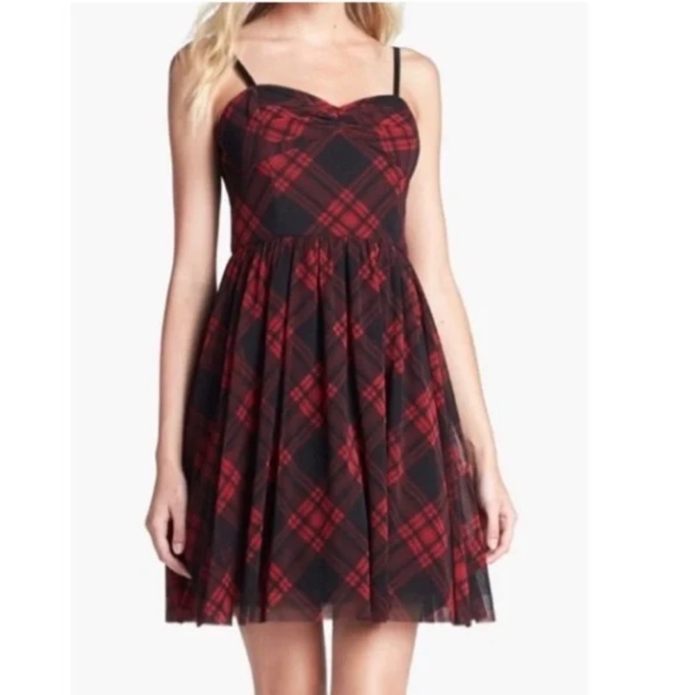 Betsey Johnson Plaid Strapless Mini Dress Size 6 - Picture 5 of 14